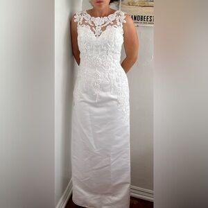 Vintage Gloria Vanderbilt Sleeveless Beaded White Wedding Dress
